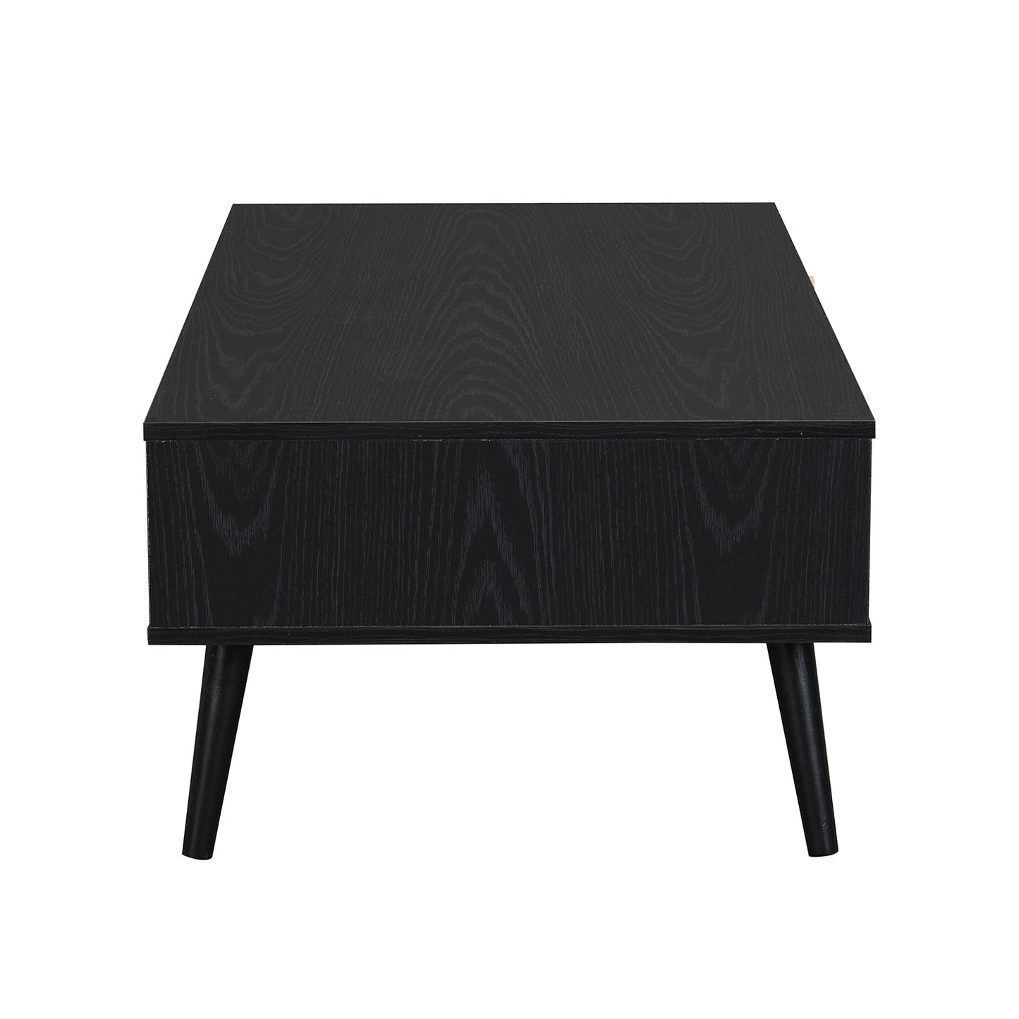 Table basse en rotin tressé Frances en bois noir