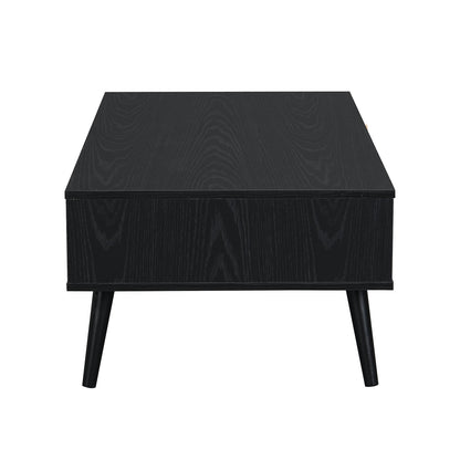 Table basse en rotin tressé Frances en bois noir