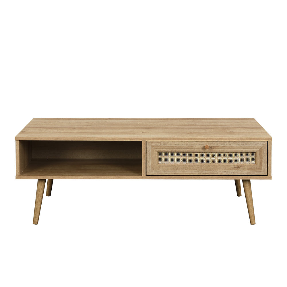 Table basse en rotin tressé Frances en bois naturel