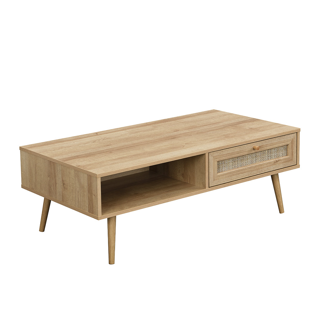 Table basse en rotin tressé Frances en bois naturel