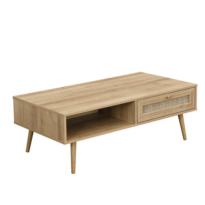 Table basse en rotin tressé Frances en bois naturel