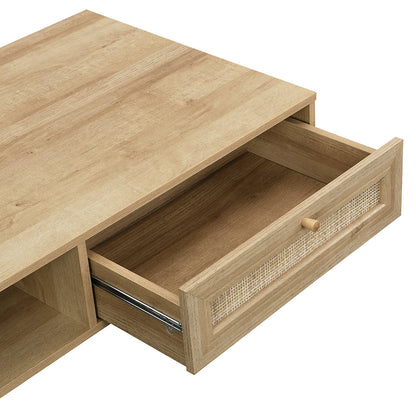 Table basse en rotin tressé Frances en bois naturel