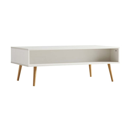 Table basse en bois et rotin tressé Frances, blanche