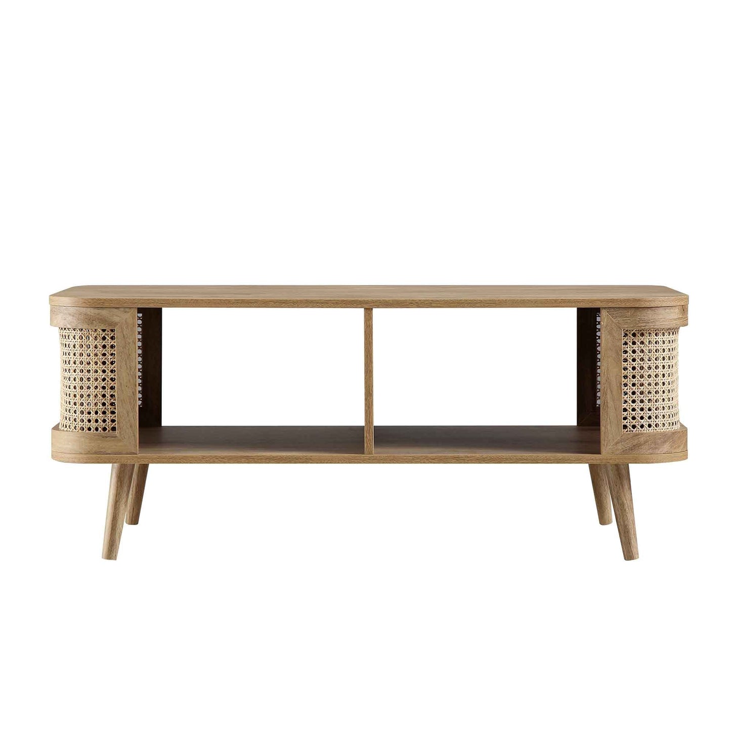 Table basse courbée en rotin Izzy, naturel