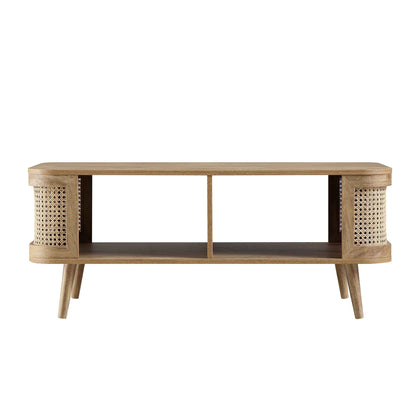 Table basse courbée en rotin Izzy, naturel