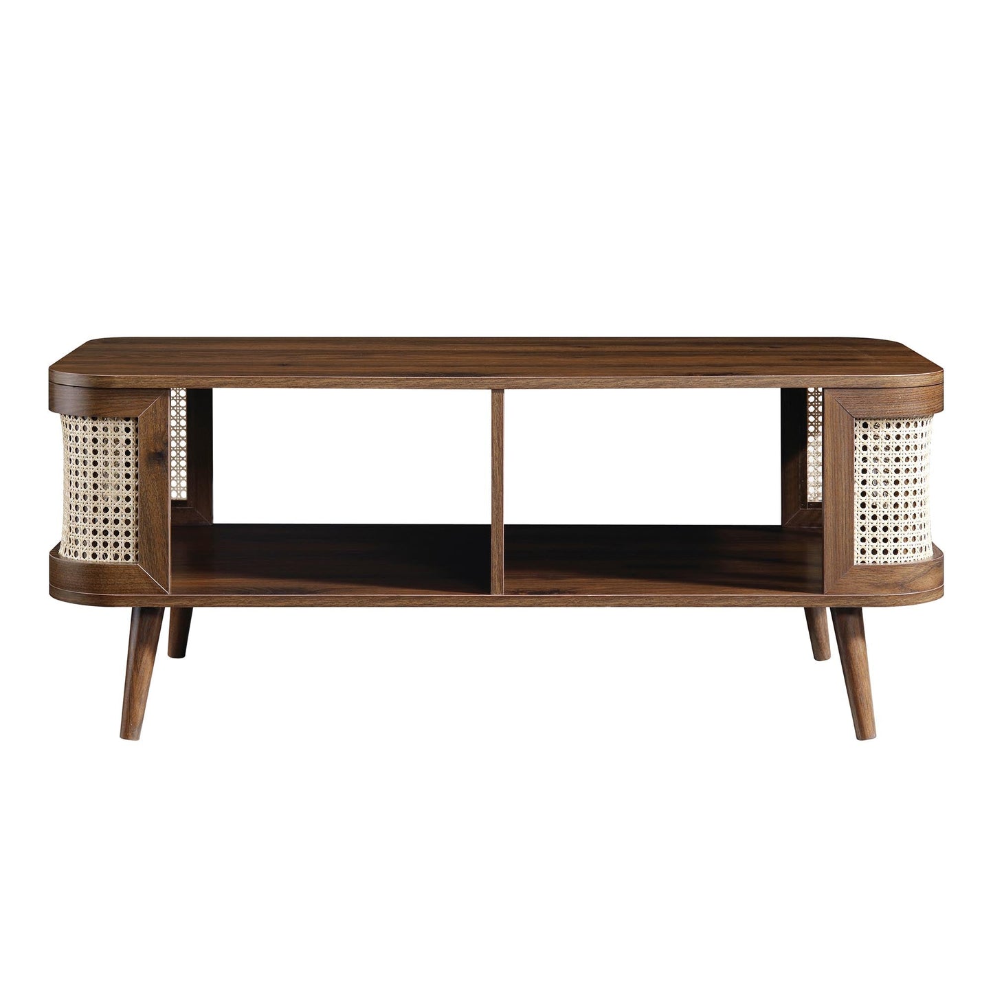 Table basse courbée en rotin Izzy, noyer