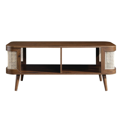 Table basse courbée en rotin Izzy, noyer