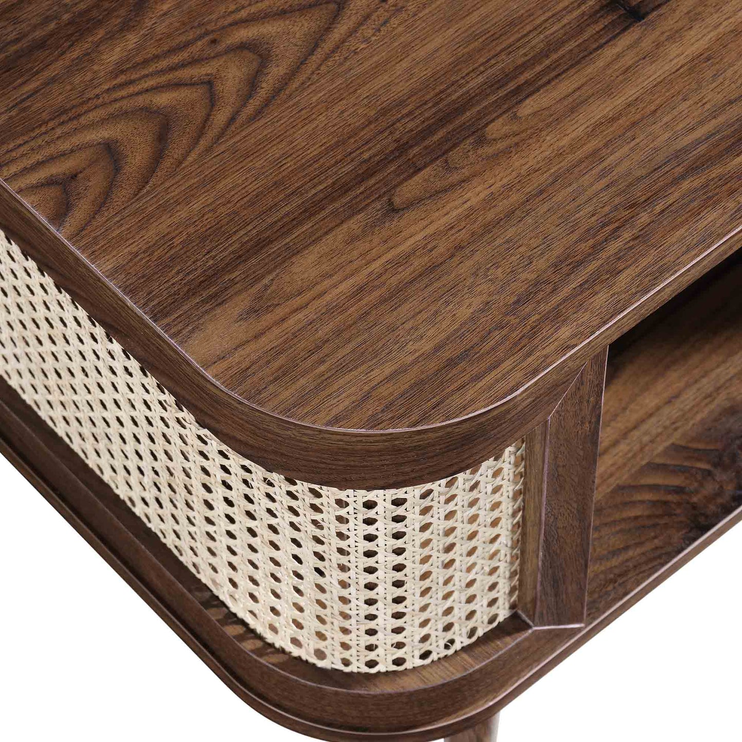 Table basse courbée en rotin Izzy, noyer
