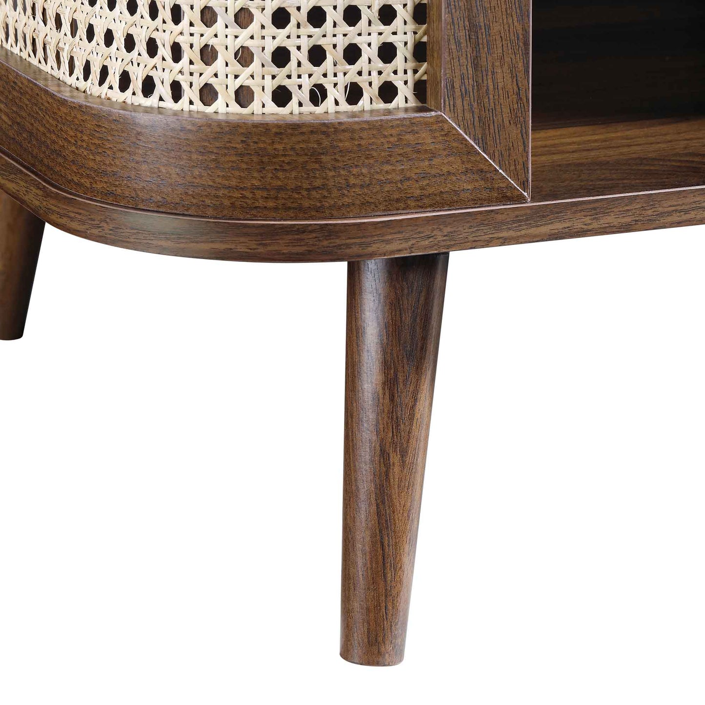 Table basse courbée en rotin Izzy, noyer