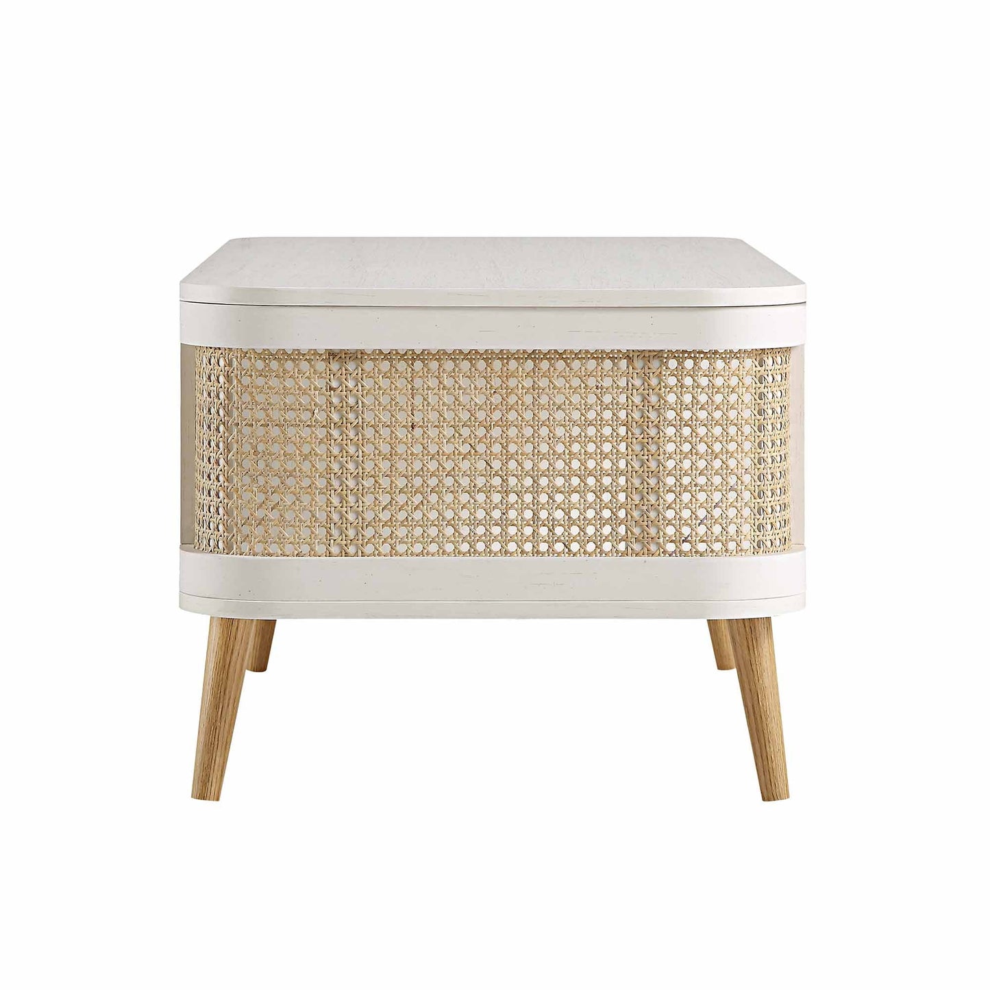Table basse courbée en rotin Izzy, blanche