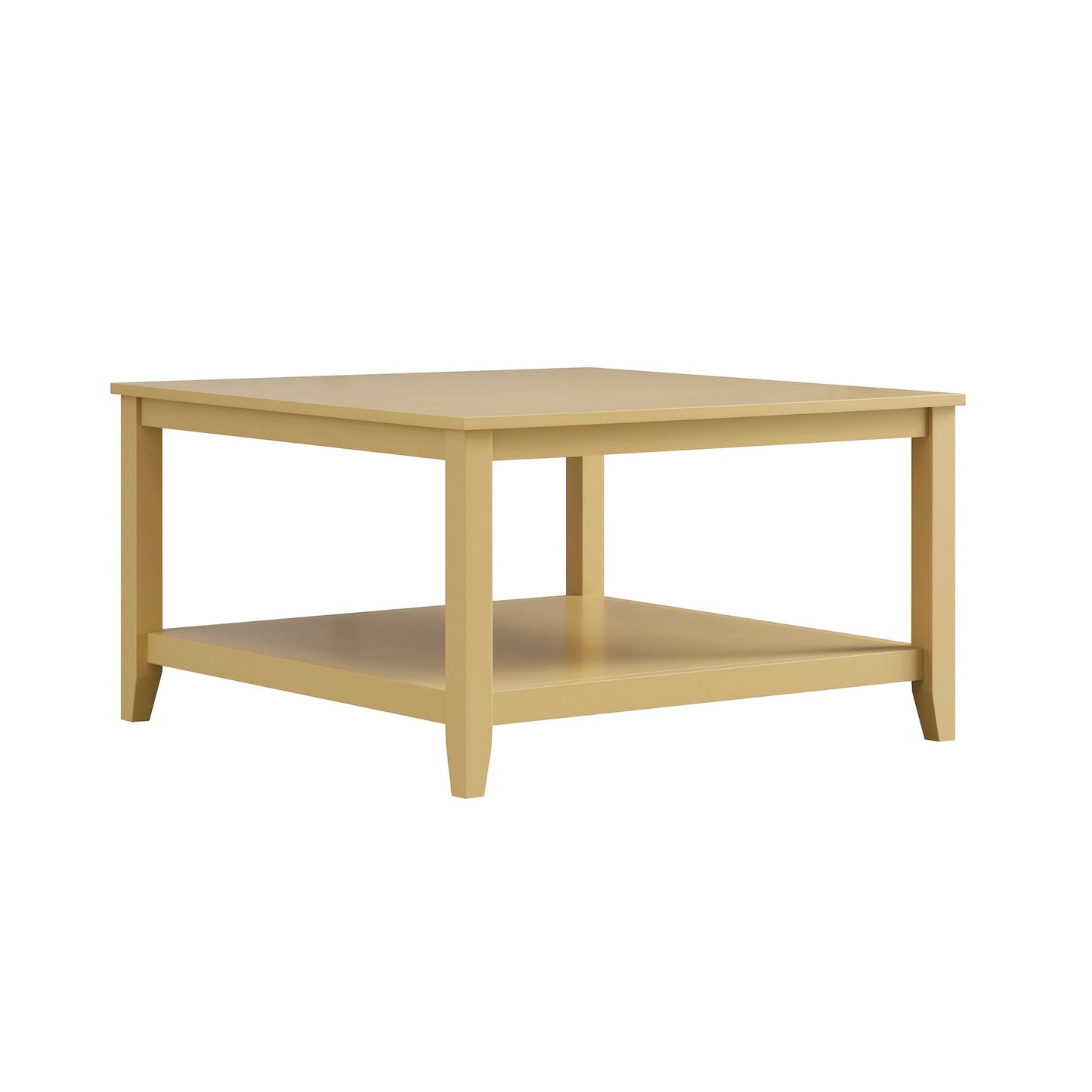 Table basse carrée Oakham 32 pouces, rotin jaune