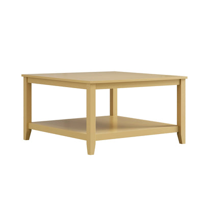 Table basse carrée Oakham 32 pouces, rotin jaune