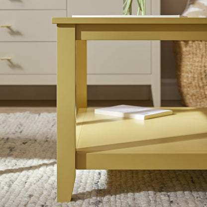 Table basse carrée Oakham 32 pouces, rotin jaune