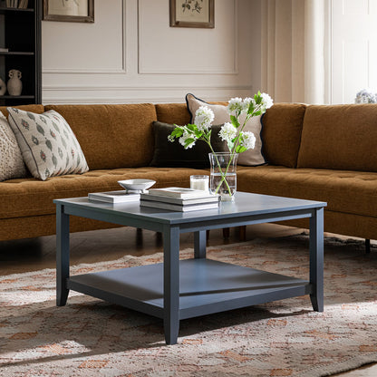 Table basse carrée Oakham 32, bleu orage