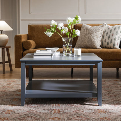 Table basse carrée Oakham 32, bleu orage