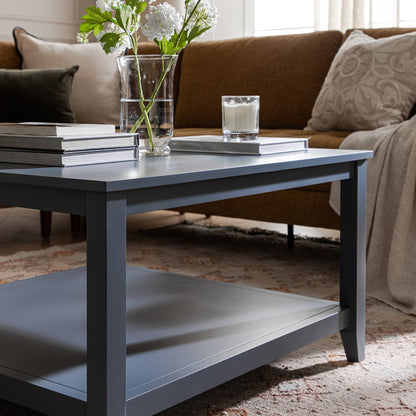 Table basse carrée Oakham 32, bleu orage