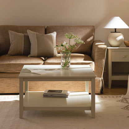 Table basse carrée Oakham 32, blanc ombré