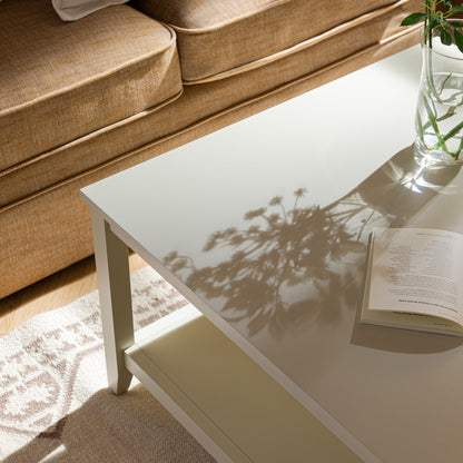 Table basse carrée Oakham 32, blanc ombré