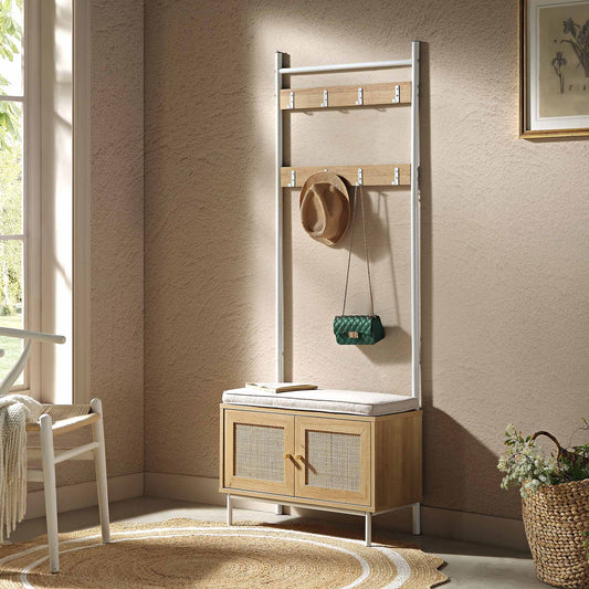 Meuble d'entrée tissé Frances avec coussin, naturel