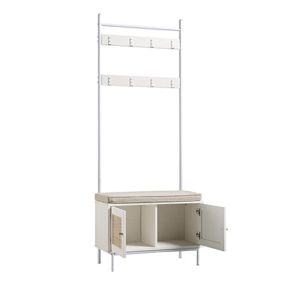 Meuble d'entrée tissé Frances avec coussin, blanc