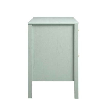 Bureau 3 tiroirs en rotin tressé Frances, menthe