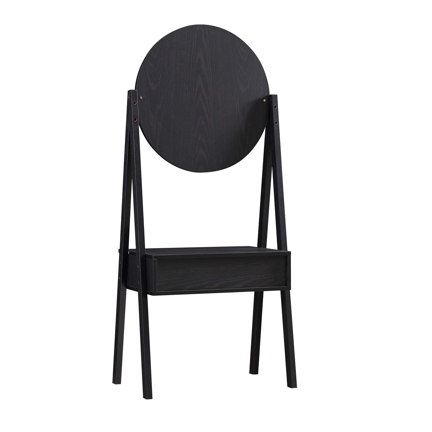Coiffeuse en rotin tressé Frances avec miroir, noire