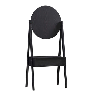 Coiffeuse en rotin tressé Frances avec miroir, noire