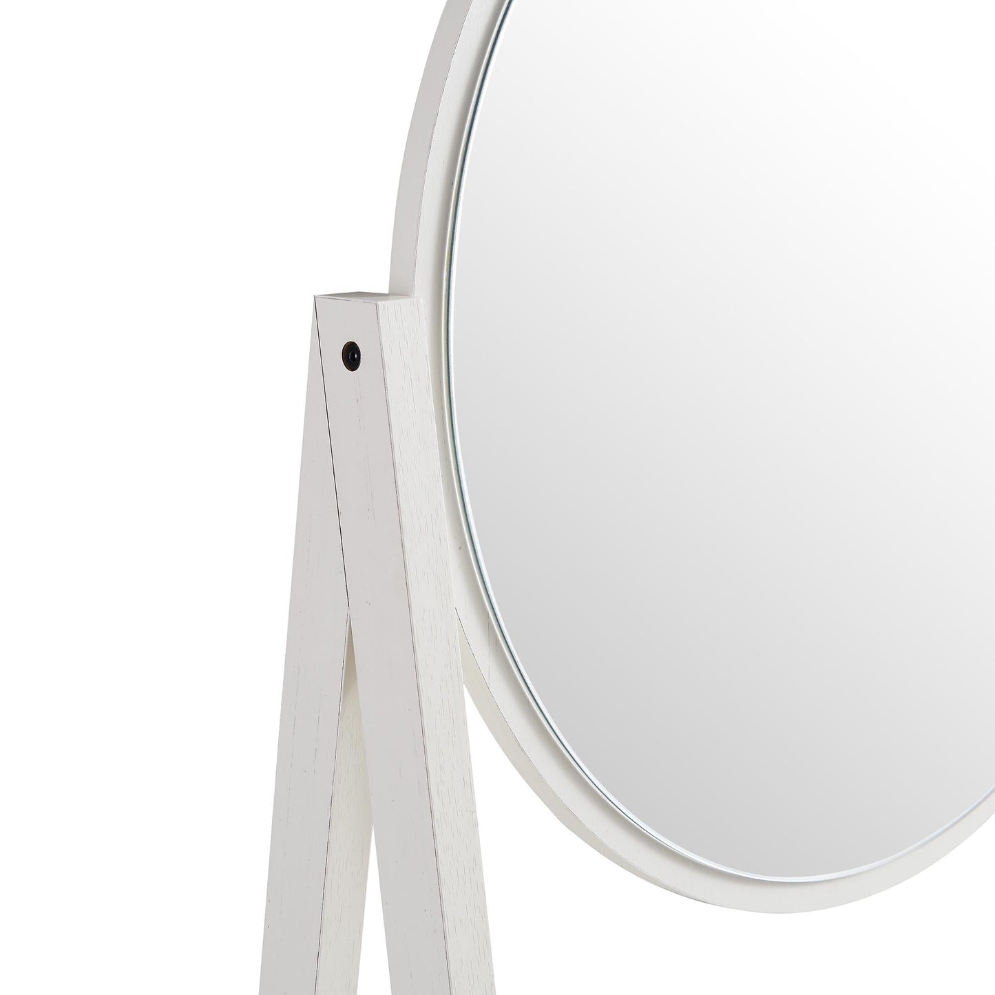 Coiffeuse sur pied en rotin tressé Frances avec miroir, blanche