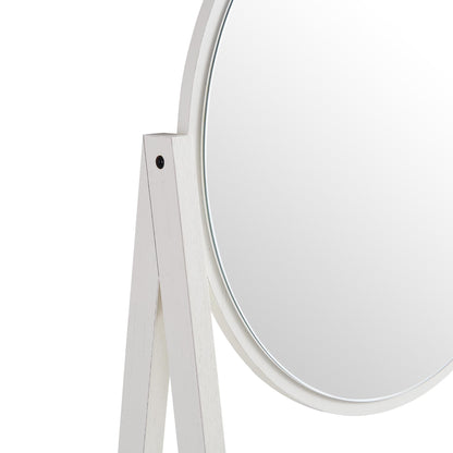 Coiffeuse sur pied en rotin tressé Frances avec miroir, blanche