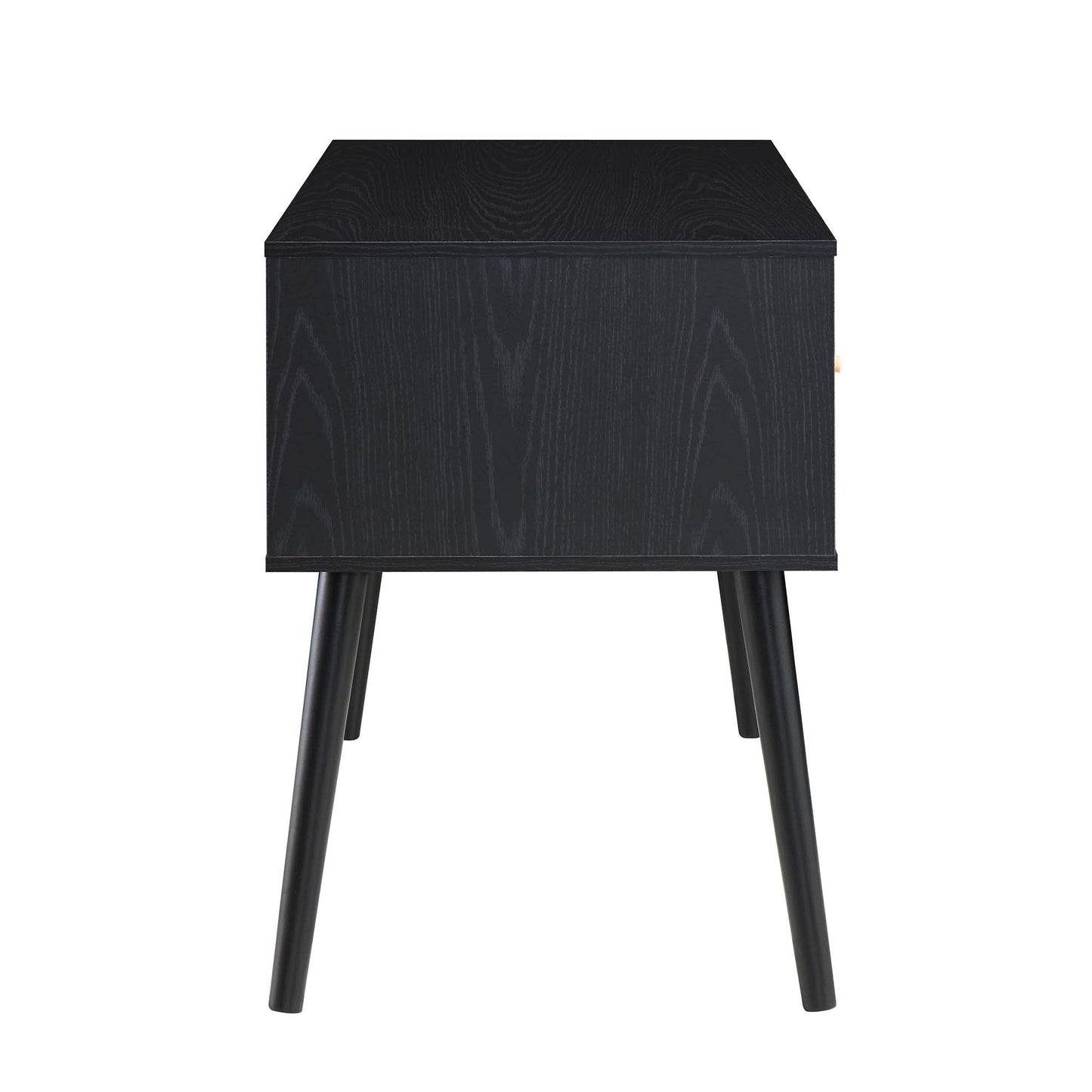 Bureau 2 portes en rotin tressé Frances, noir