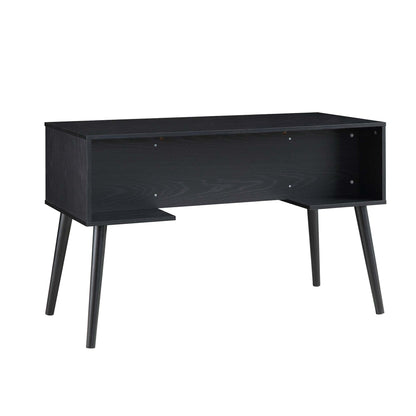 Bureau 2 portes en rotin tressé Frances, noir