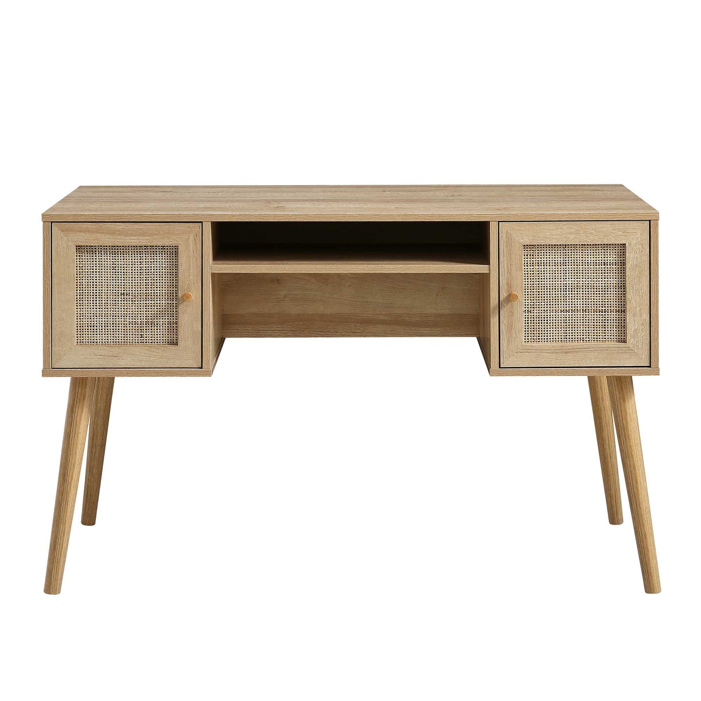 Bureau 2 portes en rotin tressé Frances, naturel