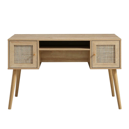 Bureau 2 portes en rotin tressé Frances, naturel