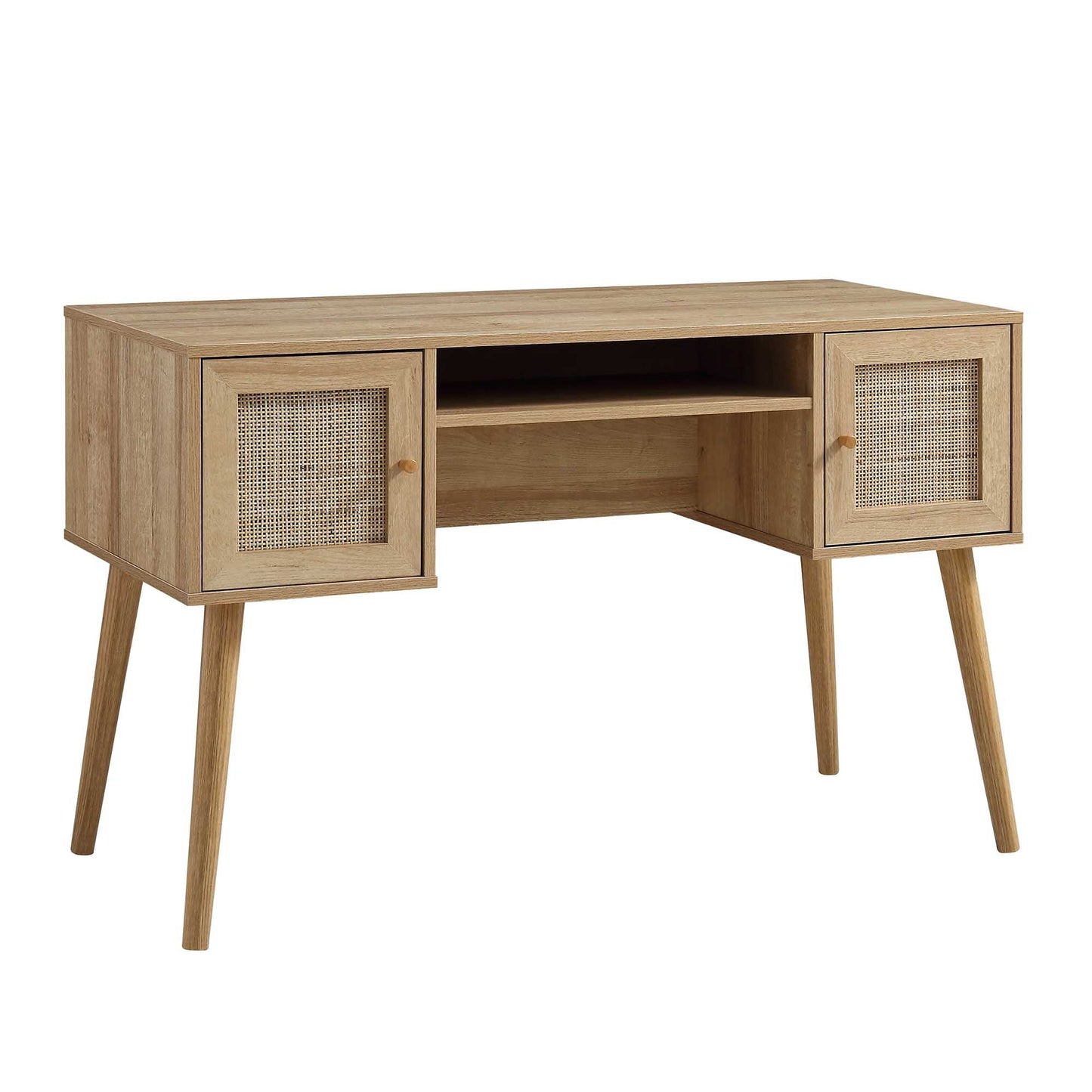 Bureau 2 portes en rotin tressé Frances, naturel