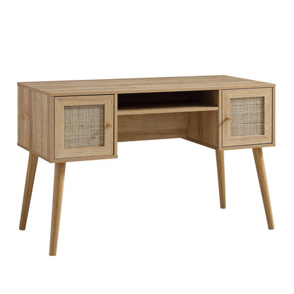 Bureau 2 portes en rotin tressé Frances, naturel