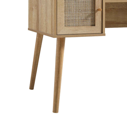 Bureau 2 portes en rotin tressé Frances, naturel