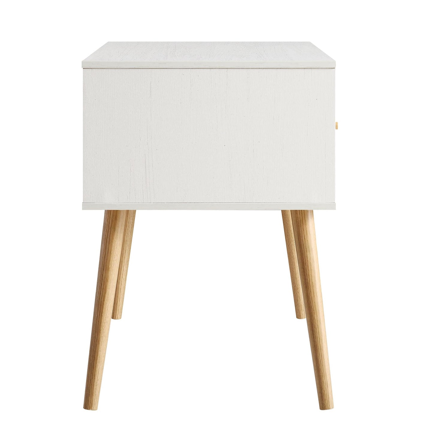 Bureau 2 portes en rotin tressé Frances, blanc