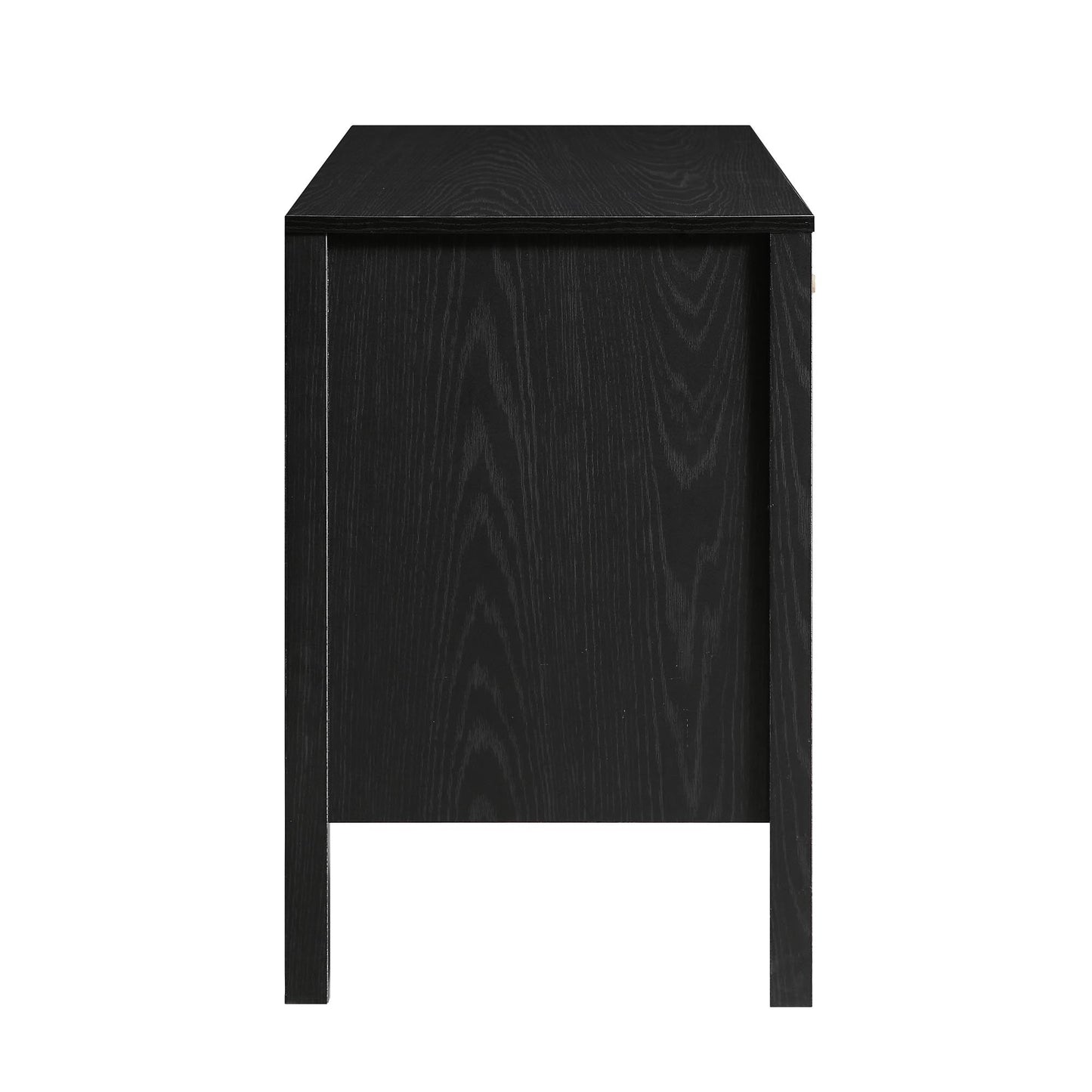 Bureau 3 tiroirs en rotin tressé Frances, noir