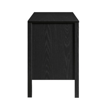 Bureau 3 tiroirs en rotin tressé Frances, noir