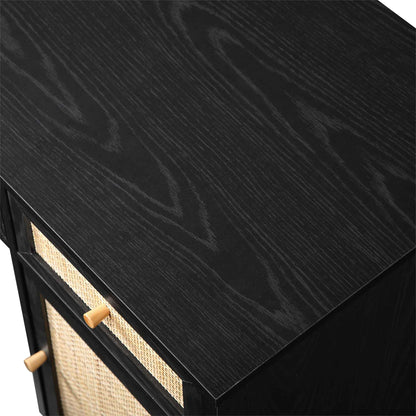 Bureau 3 tiroirs en rotin tressé Frances, noir
