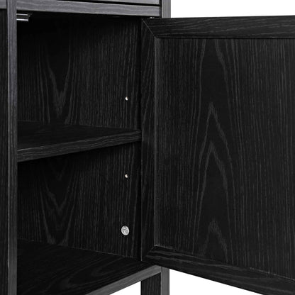 Bureau 3 tiroirs en rotin tressé Frances, noir