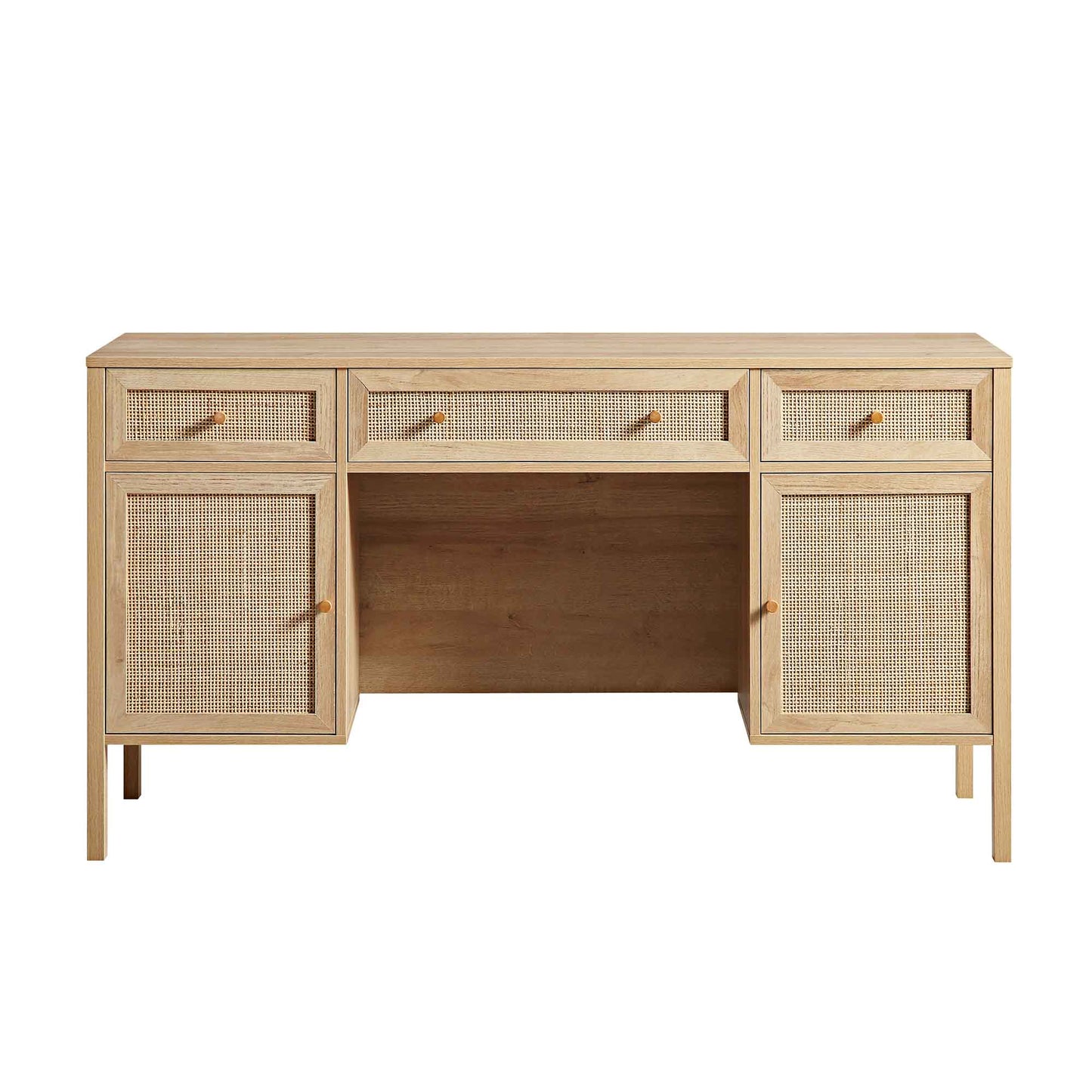Bureau 3 tiroirs en rotin tressé Frances, naturel