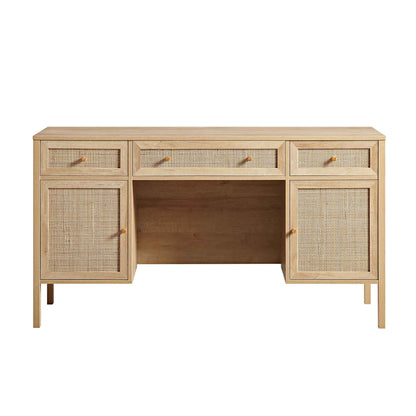 Bureau 3 tiroirs en rotin tressé Frances, naturel