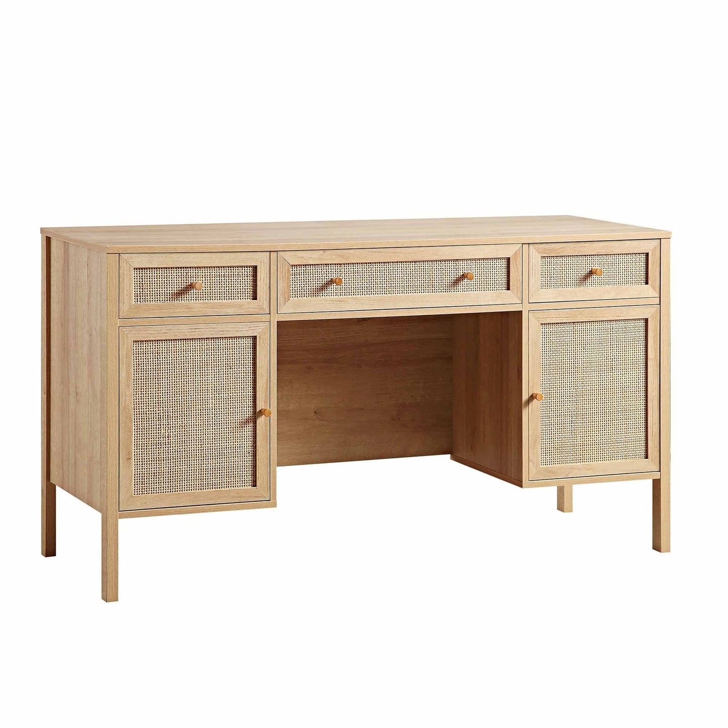 Bureau 3 tiroirs en rotin tressé Frances, naturel