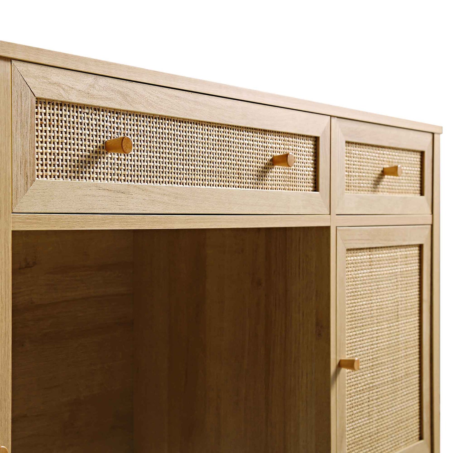 Bureau 3 tiroirs en rotin tressé Frances, naturel