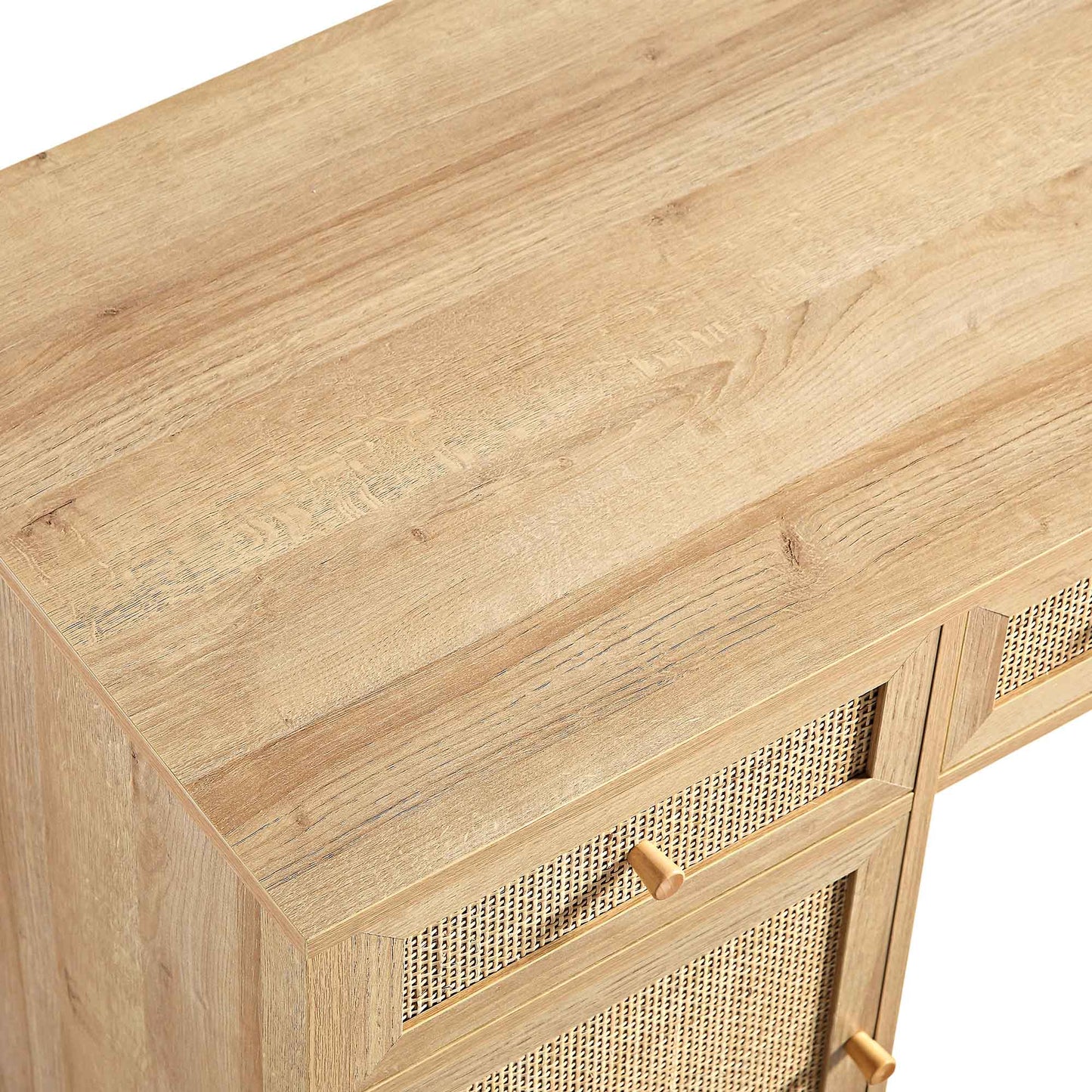 Bureau 3 tiroirs en rotin tressé Frances, naturel
