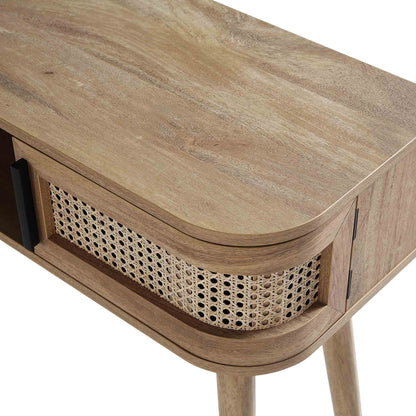 Table Izzy courbée en rotin à 2 portes, naturel