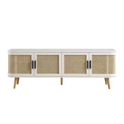 Meuble TV Izzy Curved Rattan 63" large, blanc