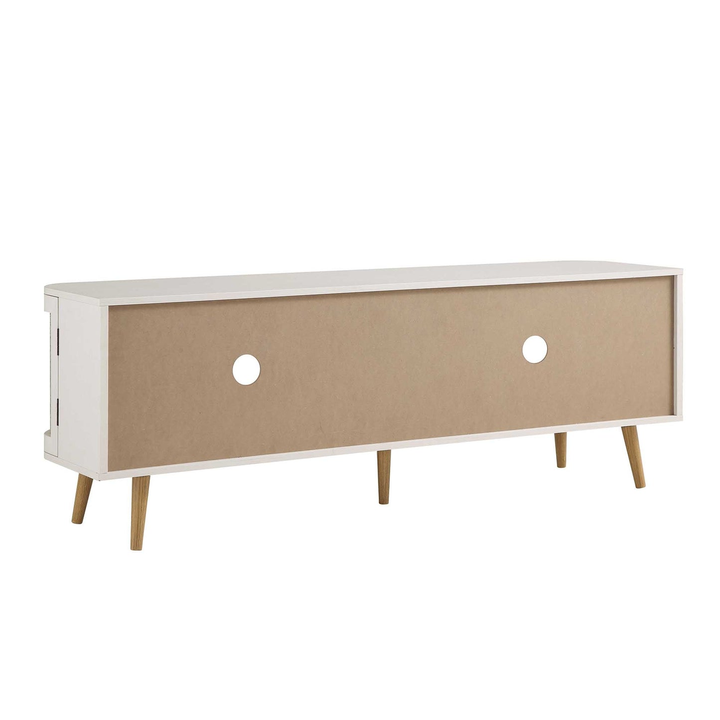Meuble TV Izzy Curved Rattan 63" large, blanc