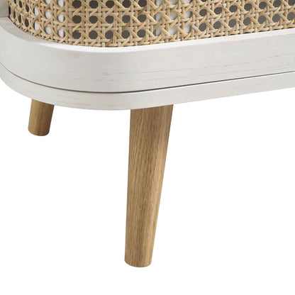 Meuble TV Izzy Curved Rattan 63" large, blanc